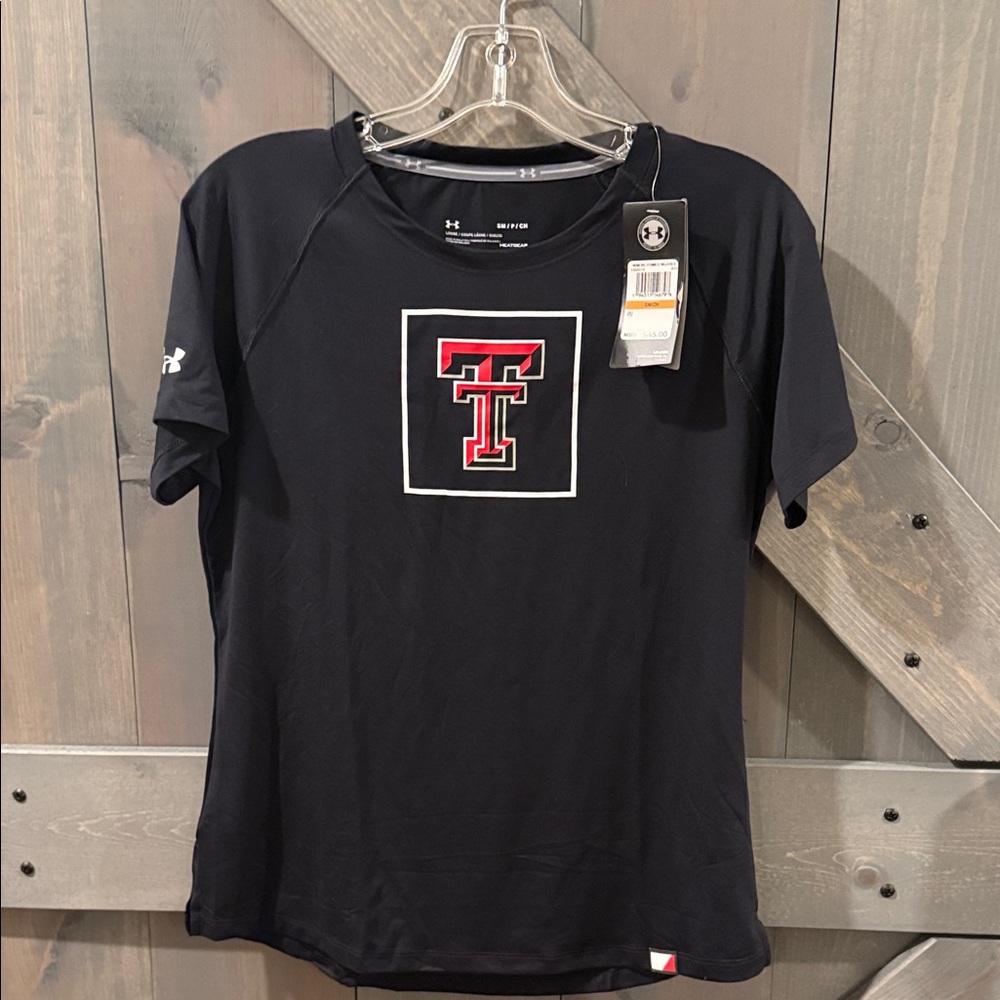 Under Armour Black Tee with Red and White Graphic